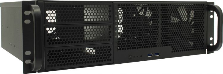 Корпус серверный 3U Procase RM338-B-0 3x5.25+8HDD,черный,без блока питания,глубина 380мм, MB CEB 12x10.5 серверный корпус 4u procase re411 d5h10 fe 65 без бп чёрный