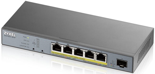 

Коммутатор PoE ZYXEL GS1350-6HP для IP-видеокамер, 4xGE PoE+, 1xGE PoE++ (802.3bt), 1xSFP, бюджет PoE 60 Вт, дальность передачи питания до 250 м, GS1350-6HP