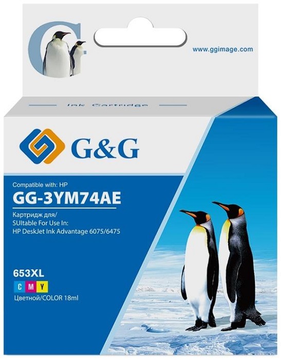 

Картридж G&G GG-3YM74AE 653 многоцветный (5мл) для HP DeskJet Plus Ink Advantage 6075/6475, GG-3YM74AE