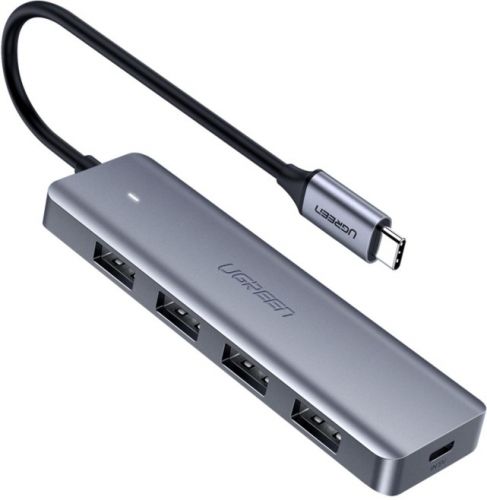 Концентратор UGREEN 70336 4*USB 3.0 with USB-C Power Supply, серый