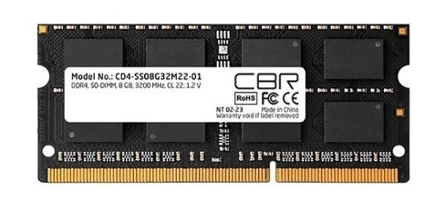 

Модуль памяти SODIMM DDR4 8GB CBR CD4-SS08G32M22-01 PC4-25600, 3200MHz, CL22, 1.2V, CD4-SS08G32M22-01