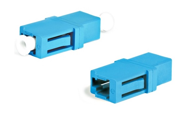 Адаптер проходной Hyperline FA-P00Z-LC/LC-N/WH-BL LC-LC, SM, simplex, корпус пластиковый, синий, белые колпачки