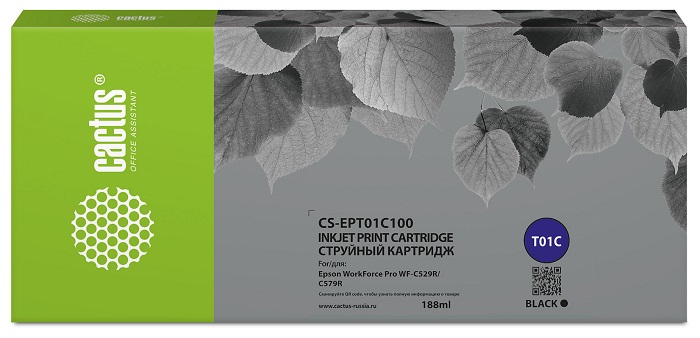 

Картридж Cactus CS-EPT01C100 T01C1 черный (188мл) для Epson WorkForce Pro WF-C529RDTW/WF-C5, CS-EPT01C100