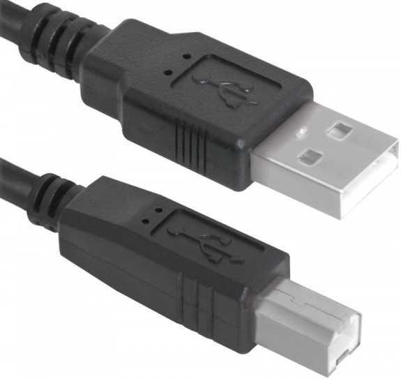 

Кабель интерфейсный USB 2.0 Defender AM/BM 83763 1.8 м, пакет, Hub->Device, AM/BM