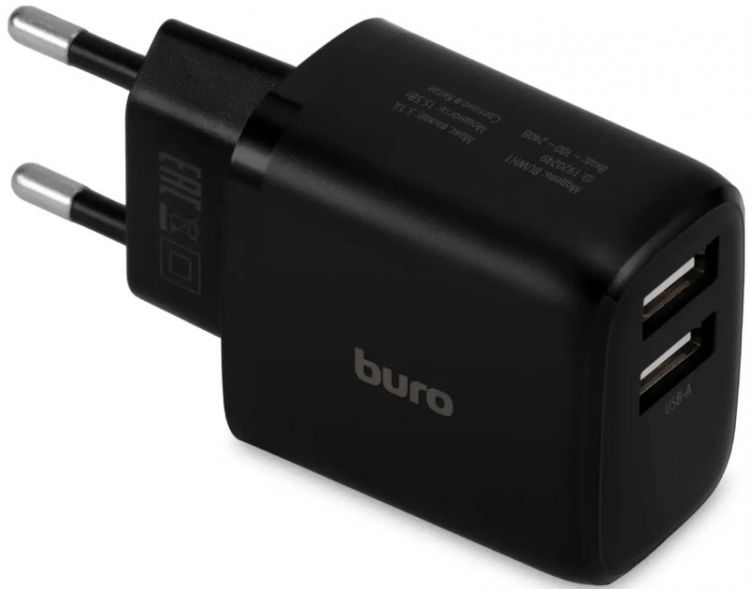 

Зарядное устройство сетевое Buro BUWH15S200BK 15.5W 3.1A 2xUSB универсальное черный (1920249), BUWH15S200BK