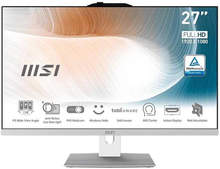 Моноблок 27'' MSI Modern AM272P 12M-404XRU 9S6-AF8212-497 i3-1215U/8GB/512GB SSD/UHD Graphics/1920x1080/WiFi/BT/cam/kbd/mause/noOS/white ноутбук infinix inbook y3 max yl613 i3 1215u 16gb 512gb ssd nodvd uhd graphics 16 wuxga ips bt wifi win11home silver