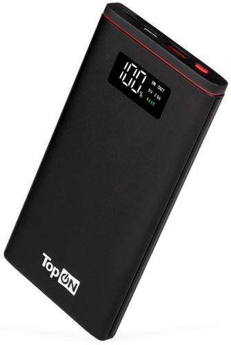 Аккумулятор внешний TopOn TOP-T10 черный, 10000mAh QC3.0, QC2.0, USB Type-C, MicroUSB, USB-порт, LED-экран