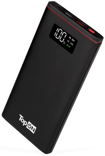 

Аккумулятор внешний TopOn TOP-T10 черный, 10000mAh QC3.0, QC2.0, USB Type-C, MicroUSB, USB-порт, LED-экран, TOP-T10