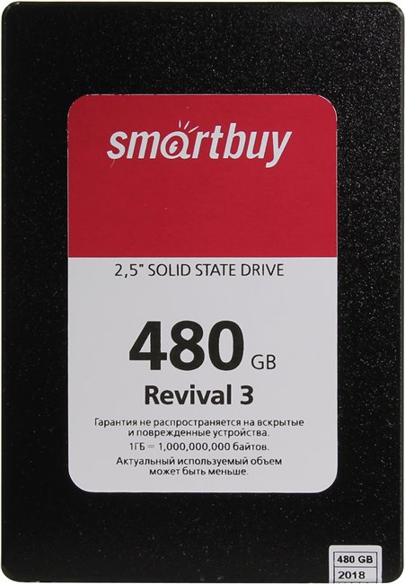 цена Накопитель SSD 2.5'' SmartBuy SB480GB-RVVL3-25SAT3 Revival 3 480GB SATA-III TLC 3D NAND PS3111 550/460 IOPS 81K MTBF 1.8M 7mm Bulk