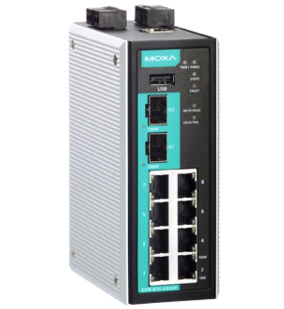 

Маршрутизатор промышленный MOXA EDR-810-2GSFP Industrial Secure Router Switch with 8 10/100BaseT(X) ports, 2 1000BaseSFP slots, 1 WAN, Firewall/NAT, EDR-810-2GSFP