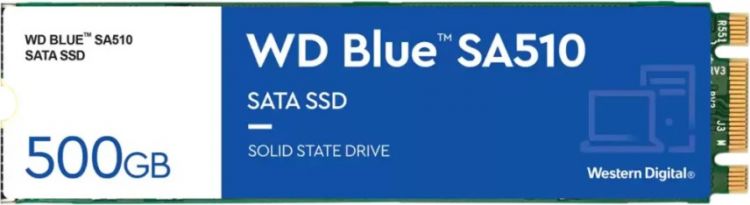 Накопитель SSD M.2 2280 Western Digital WDS500G3B0B WD Blue SA510 500GB SATA 6Gb/s 560/510MB/s IOPS 90K/82K MTTF 1.75M 200TBW