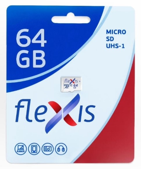 

Карта памяти MicroSDXC 64GB Flexis FMSD064GU1 UHS-I Class 10 U1, без адаптера, FMSD064GU1