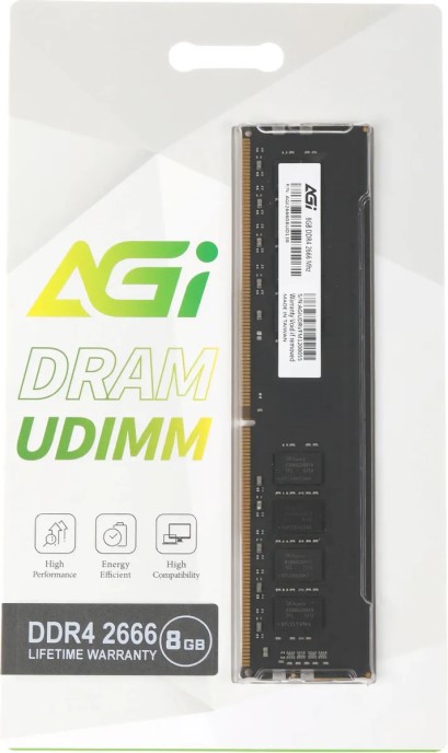 Модуль памяти DDR4 8GB AGI AGI266608UD138 PC4-21300 2666MHz 288-pin 1.2В Ret