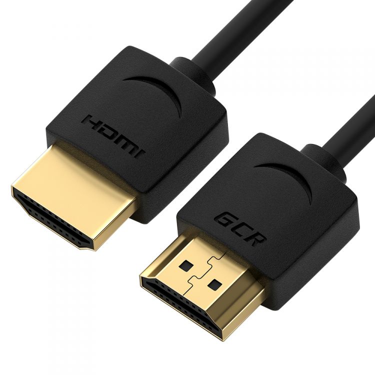 Кабель интерфейсный HDMI-HDMI GCR GCR-HM502 GCR-51592 0.5m HDMI 2.0, черный Slim, OD3.8mm, HDR 4:2:2, Ultra HD, 4K 60 fps 60Hz, 3D, AUDIO, 18.0 Гбит/с