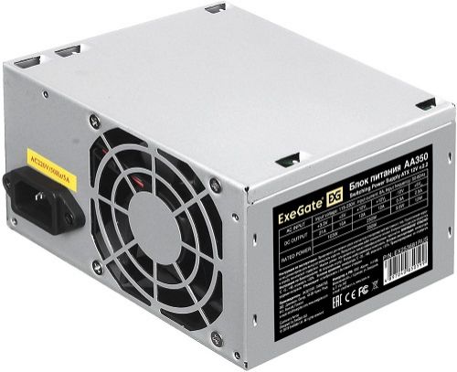 Блок питания ATX Exegate AA350 EX253681RUS-S 350W, SC, 8cm fan, 24p+4p, 2*SATA, 1*IDE + кабель 220V