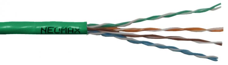 Кабель витая пара U/UTP 5e кат. 4 пары Neomax NM10111 24AWG(0.51 мм), медь, одножильный (solid), внутренний, LSZH, зелёный, уп/305м кабель utp neomax nm710111
