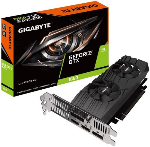 Видеокарта PCI-E GIGABYTE GeForce GTX 1650 GV-N1656D6-4GL 4GB GDDR6 128bit 12nm 1590/12000MHz DVI/2*HDMI/DP/HDCP Ret low profile