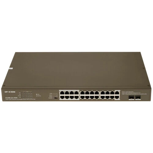 

Коммутатор неуправляемый IP-Com G1126P-24-410W 24*100/1000 Мбит/с Base-T RJ45 (данные/питание), 2*SFP-порта 1000 Мбит/с Base-X, PoE на один порт 30 Вт, G1126P-24-410W