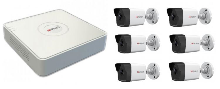 Комплект видеонаблюдени X-com Hw Дачный 6+1 состав: 8 канальный POE-видеорегистратор - 1шт; 2МП IP камеры с объективом 2,8мм - 6шт