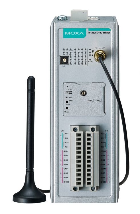 Модуль MOXA ioLogik 2542-HSPA-T Smart Remote I/O with 4 AIs, 12 DIOs модуль moxa iologik 2542 hspa t smart remote i o with 4 ais 12 dios