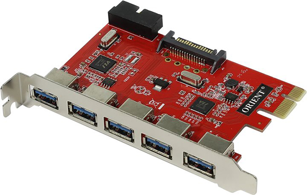 

Контроллер расширения ORIENT VA-3U5219PE VIA VL805 + VL813,PCI Express 1x rev. 2.0, 5xUSB 3.0 OEM, VA-3U5219PE