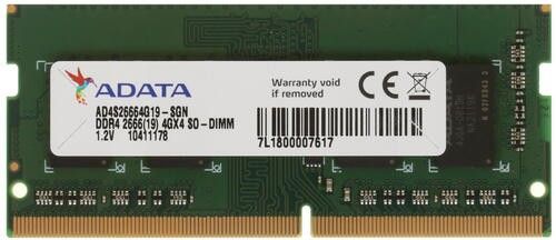 Модуль памяти SODIMM DDR4 4GB ADATA AD4S26664G19-BGN PC4-21300 2666MHz CL19 1.2V OEM - фото 1