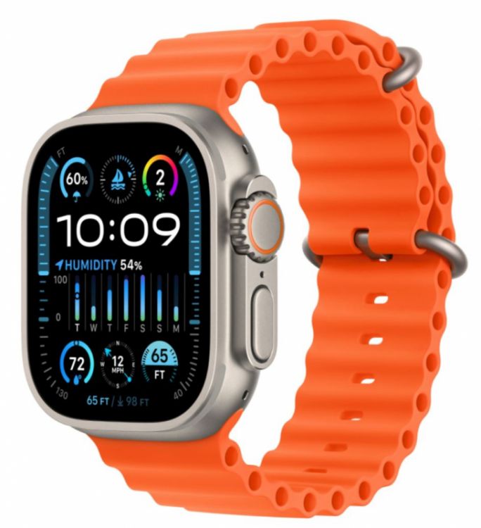 

Часы Apple Watch Ultra 2 49mm Titanium Case with Orange Ocean Band, Watch Ultra 2 49mm