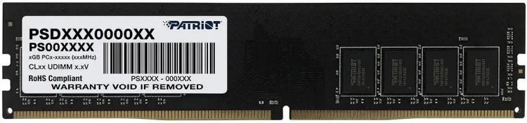 

Модуль памяти DDR4 8GB Patriot Memory PSD48G32002S Signature Line Black PC4-21300 2666MHz CL19 1.2V, PSD48G32002S