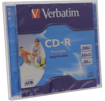 Диск CD-R Verbatim 43325 Printable Surface, 700Mb 80 min 52-x (Jewel Case, 10шт.)