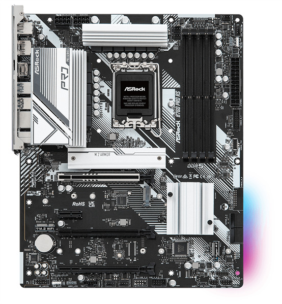 

Материнская плата ATX ASRock B760 PRO RS (LGA1700, B760, 4*DDR5(7200), 4*SATA 6G RAID, 3*M.2, 3*PCIe, 2.5Glan, HDMI, DP, 6*USB 3.2, 4*USB 2.0, Type-C), B760 PRO RS