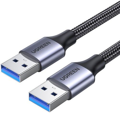 Кабель UGREEN US373 80791 USB-A Male/USB-A Male USB 3.0 Alu Case Braided, 2м, black, цвет серый/черный