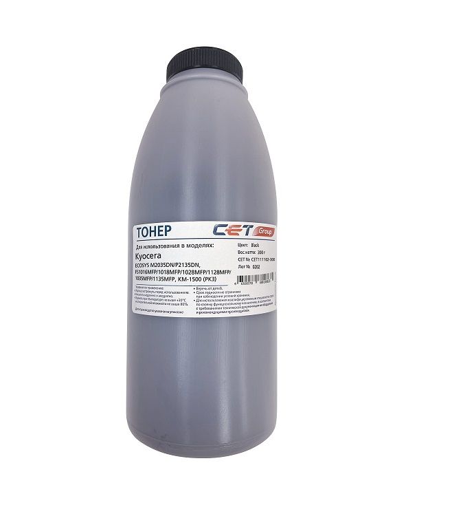 Тонер CET CET111102-300 PK3 голубой бутылка 300гр. для принтера Kyocera ecosys M2035DN/M2535DN/P2135DN, FS-1016MFP/1018MFP