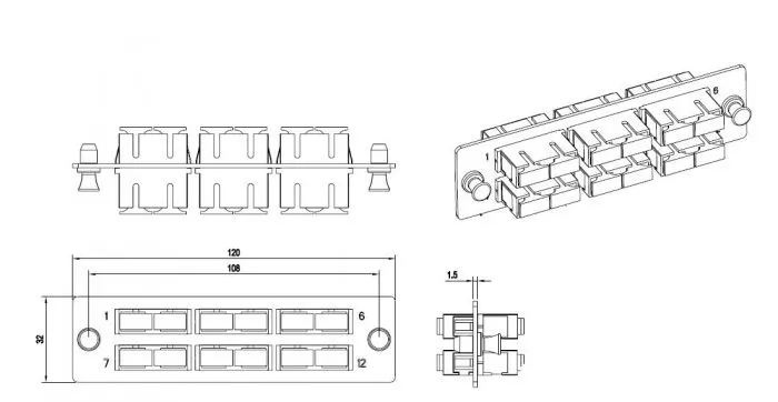 Hyperline FO-FPM-W120H32-6DSC-BG