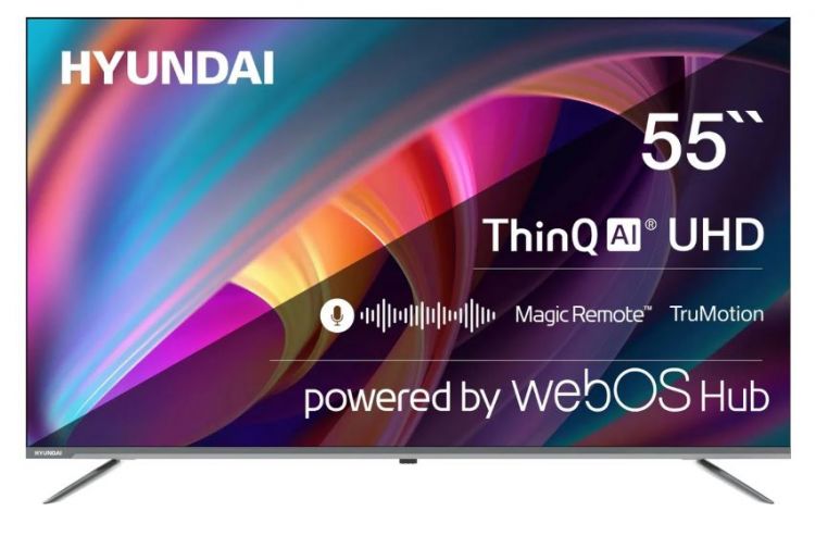 Телевизор Hyundai H-LED55BU7100 55" WebOS Frameless Metal серый 4K Ultra HD 60Hz MEMC DVB-T DVB-T2 DVB-C DVB-S DVB-S2 USB WiFi Smart TV