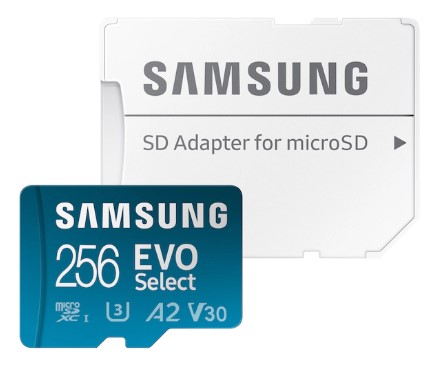 

Карта памяти MicroSDXC 256GB Samsung MB-ME256KA/AM EVO Plus, Class 10, A2, V30, UHS-I (U3), адаптер на SD, MB-ME256KA/AM