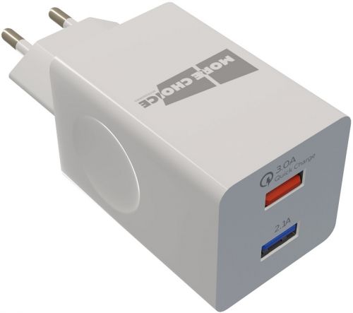 Зарядное устройство сетевое More Choice NC55QC Smart 2*USB 3.0A QC3.0 быстрая зарядка white, цвет белый NC55QC White - фото 1