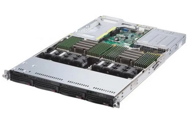 Серверная платформа 1U Supermicro AS-1023US-TR4 (2*SP3, 32*DDR4 (3200), 4*3.5 HS SATA, 4*PCIE, 4*Glan, IPMI lan, VGA, COM, 3*USB 3.0, 2*1000W)