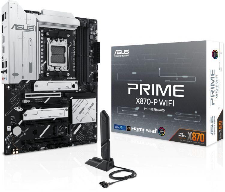 

Материнская плата ATX ASUS PRIME X870-P WIFI (AM5, AMD X870, 4*DDR5 (8000), 2*SATA 6G RAID, 4*M.2, 4*PCIE, 2.5Glan, WiFi, 4*USB 3.2, 2*USB 2.0, 2*Type, PRIME X870-P WIFI