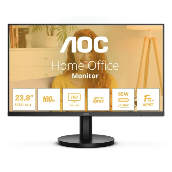 Монитор 23,8" AOC 24B3CA2 черный IPS LED 1ms 16:9 HDMI M/M матовая 250cd 178гр/178гр 1920x1080 100Hz DP FHD USB