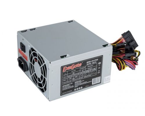 Блок питания ATX Exegate CP400 EX165131RUS-S 400W, SC, 8cm fan, 24p+4p, 3*SATA, 2*IDE, FDD + кабель