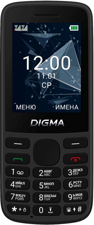 Мобильный телефон Digma A250 1888916 Linx 128Mb 0.048 черный моноблок 3G 4G 2Sim 2.4 240x320 GSM900/1800 GSM1900