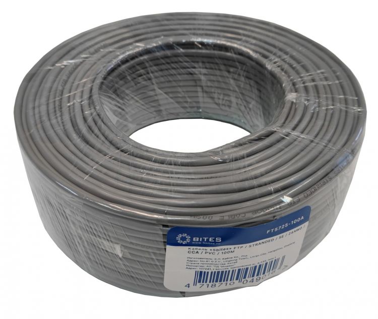 

Кабель витая пара F/UTP 5e кат. 4 пары 5bites FT5725-100A stranded, 24AWG, CCA, PVC, 100M, FT5725-100A