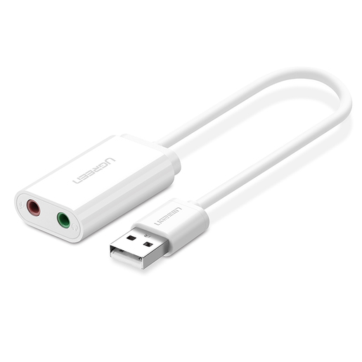 

Адаптер UGREEN US205 30143_ USB 2.0/2*AUX 3,5 мм, белый, US205