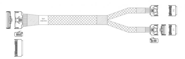 

Кабель JPC P732VGB10800-1 MCIO x8 74P (прямой Straight Type) -TO- 2*MCIO x4 38P (прямой Straight Type) , 85 Ohm, L:80cm (CMC2MC), P732VGB10800-1