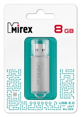 Накопитель USB 2.0 8GB Mirex UNIT 13600-FMUUSI08 серебро (ecopack)