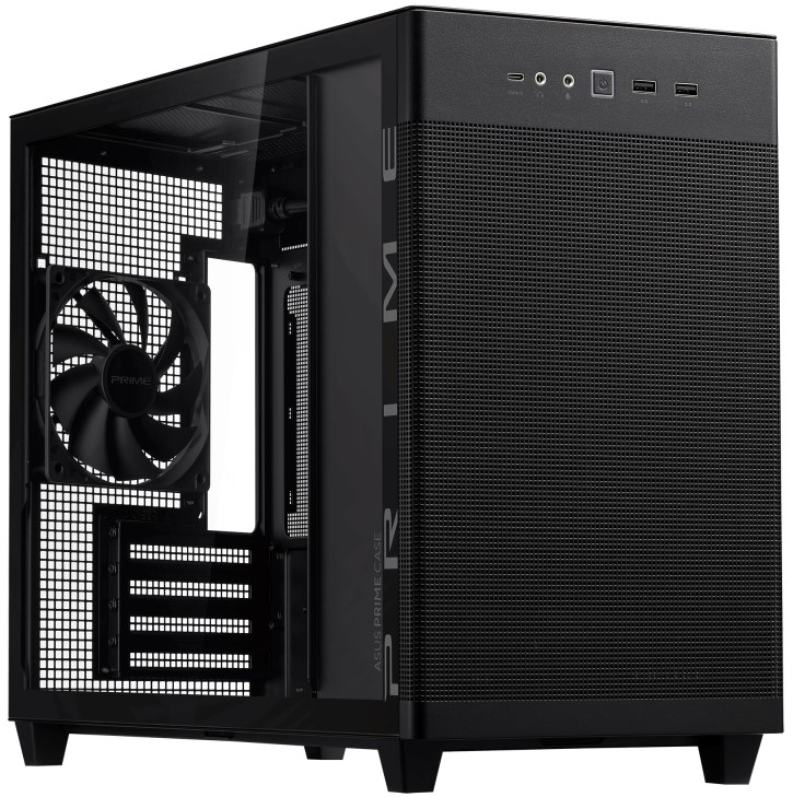 

Корпус mATX ASUS Prime AP201 90DC00G0-B39010 черный, без БП, боковая панель из закаленного стекла, USB Type-C, 2*USB 3.2, audio, Prime AP201