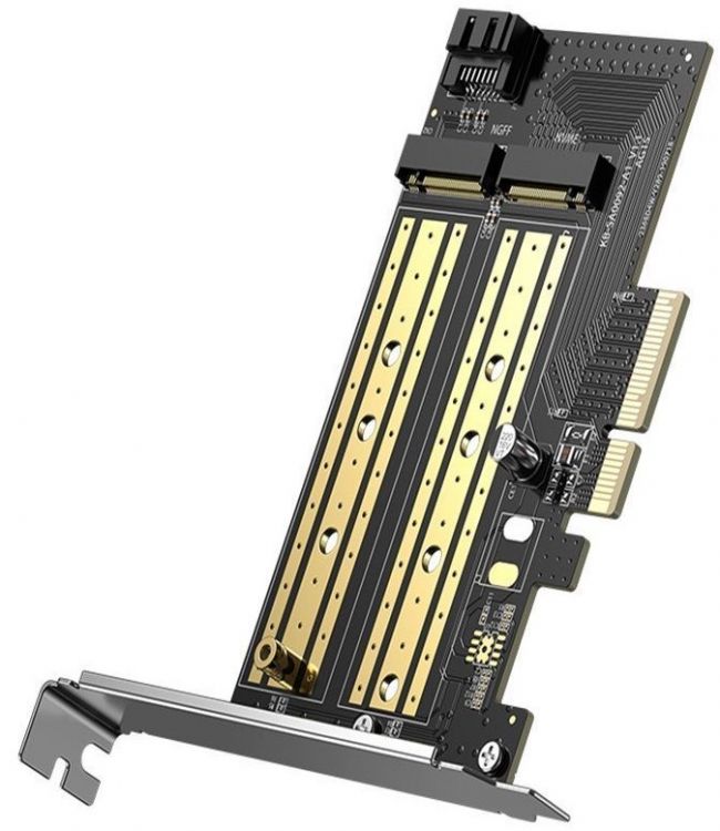 Плата расширения UGREEN CM302 70504 M.2 M-Key+M.2 B-Key to PCI-E 3.0 × 4 Expansion Card, черный