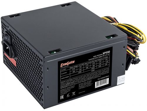 Блок питания ATX Exegate XP550 EX282070RUS-PC 550W, PC, black, 12cm fan, 24p+4p, 6/8p PCI-E, 3*SATA,