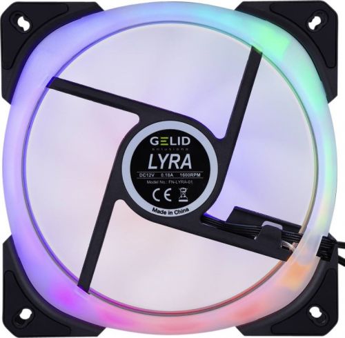 Вентилятор для корпуса GELID LYRA ARGB 140х140х25 мм, 750-1600 об/мин, 70CFM, 35 дБА, 4-Pin PWM + 3-