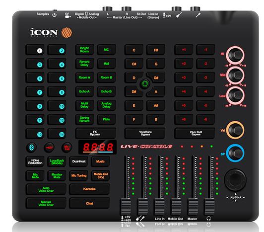 

Аудиоинтерфейс Icon Live Console 110312A2011 для стримов, DSP обработка, фейдеров: 6, энкодеров: 5, дисплеи: 4, XLR микр. вход, 1/4" TRS, 1/4" TS, 1/8, Live Console